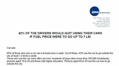 42% of the drivers would quit using their cars if fuel price were to go up to 7 lei